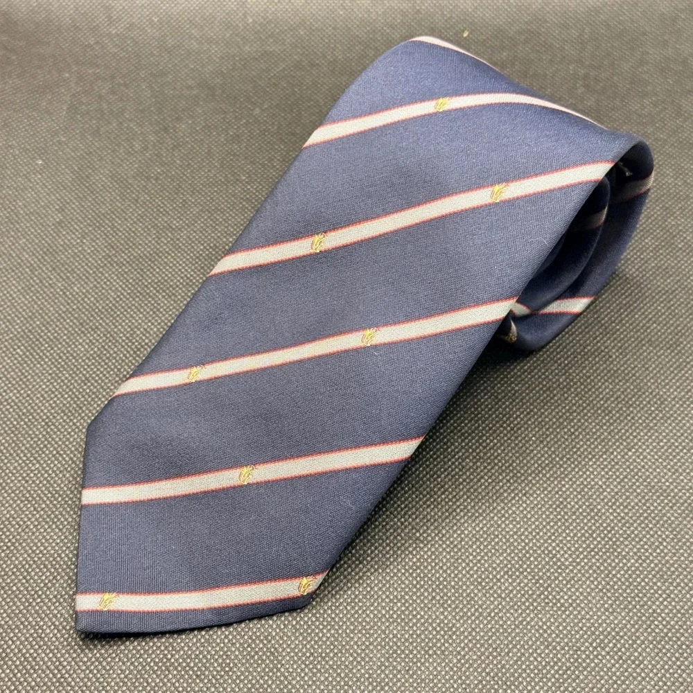 Vintage 1980s Ermenegildo Zegna Navy Repp Stripe Silk Tie 3